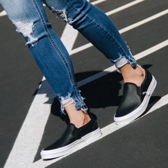 Vans Perf Leather Slip-On Shoe in Black - Picture 8 of 9